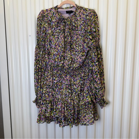 Ted Baker London Karlie Floral Confetti Print Long Sleeve Waist Mini Dress 2 - Picture 2 of 6